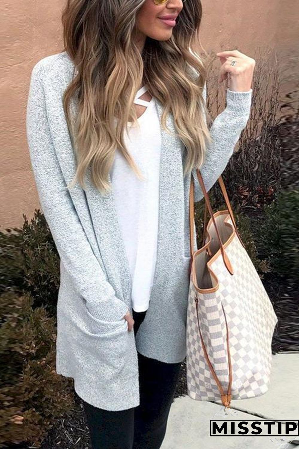 Pocket Knitting Long Coat