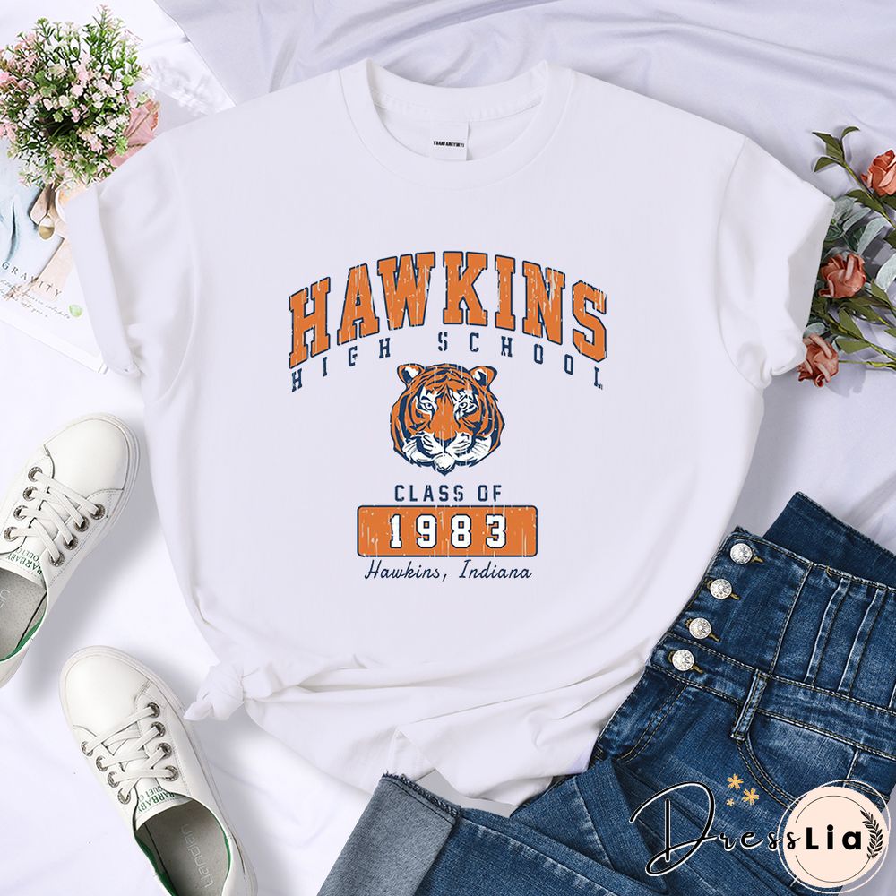Hawkins High School Class Of 1983 Womens T-Shirts Breathable Casual Tshirt Cute Harajuku Short Sleeve Fashion T Shirts Female