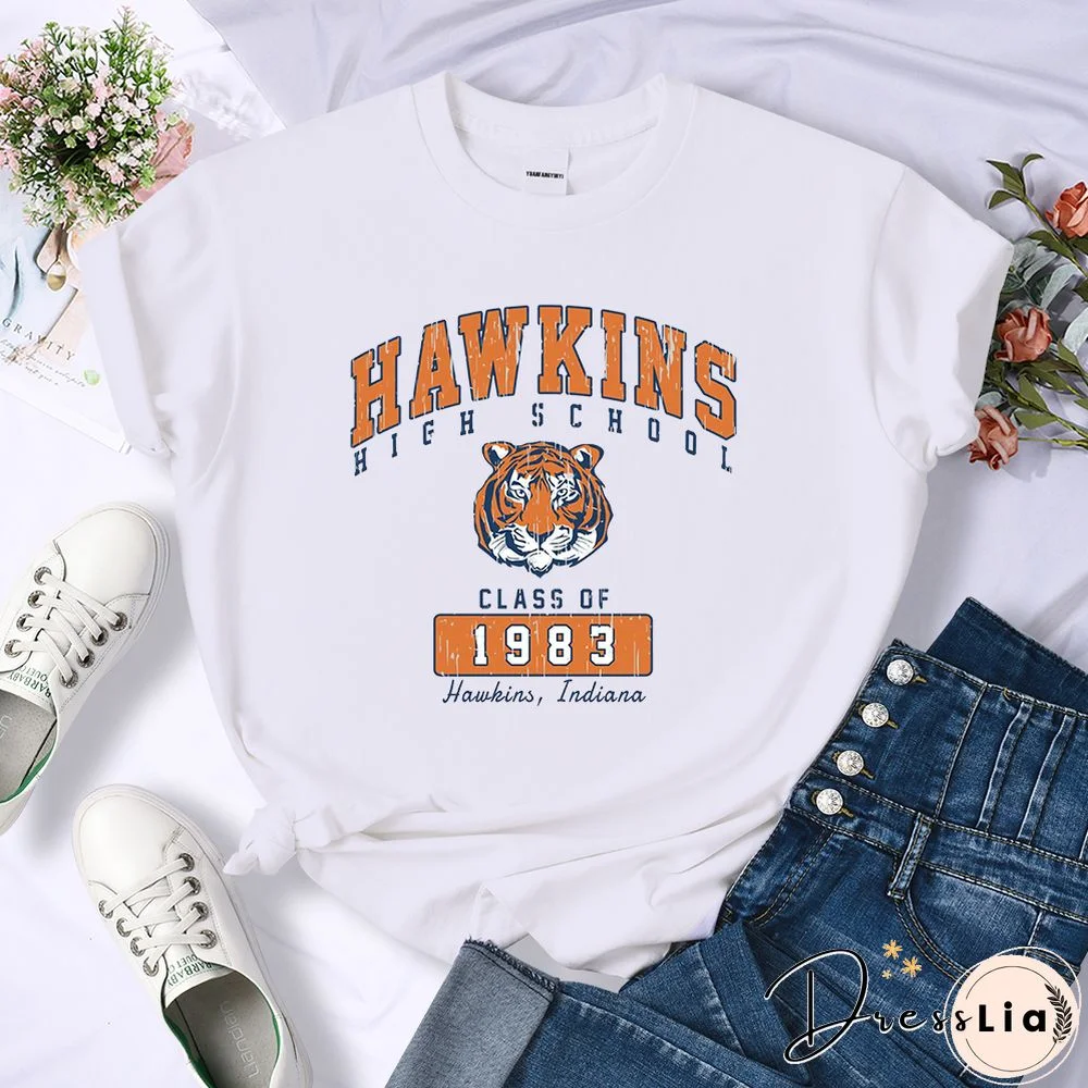 Hawkins High School Class Of 1983 Womens T-Shirts Breathable Casual Tshirt Cute Harajuku Short Sleeve Fashion T Shirts Female