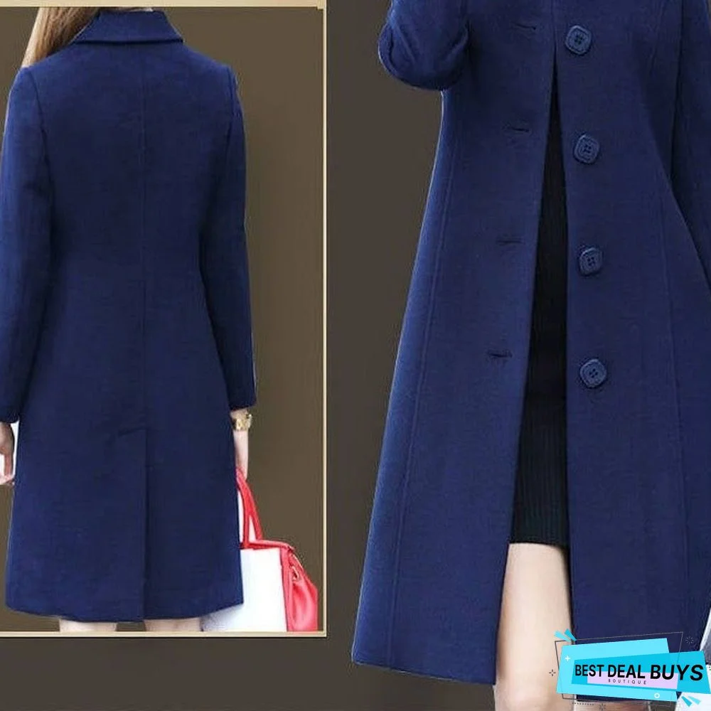 Medium and Large Size Slim Woolen Coat Women