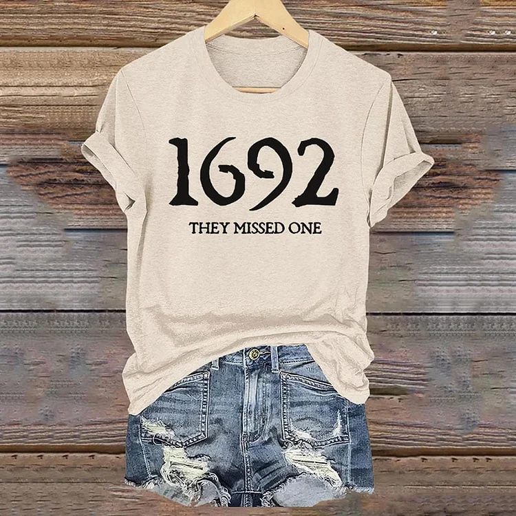 Comstylish Women's 1692 They Missed One Salem Witch Printed T-Shirt