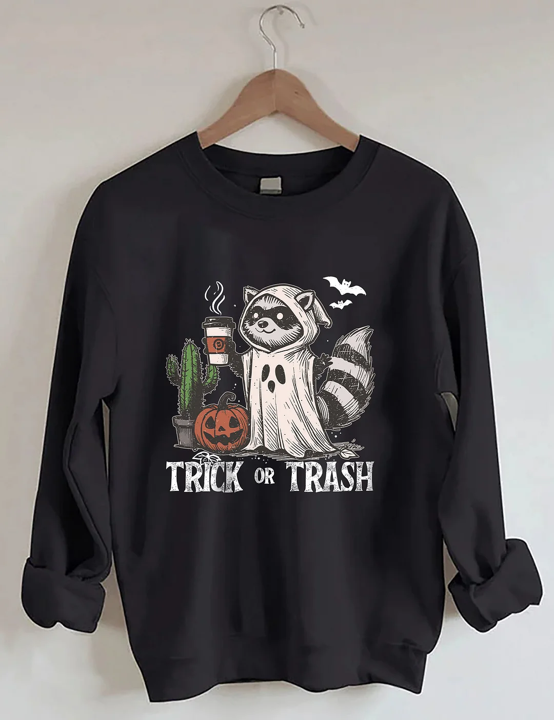 Trick Or Trash Raccoon Halloween Sweatshirt
