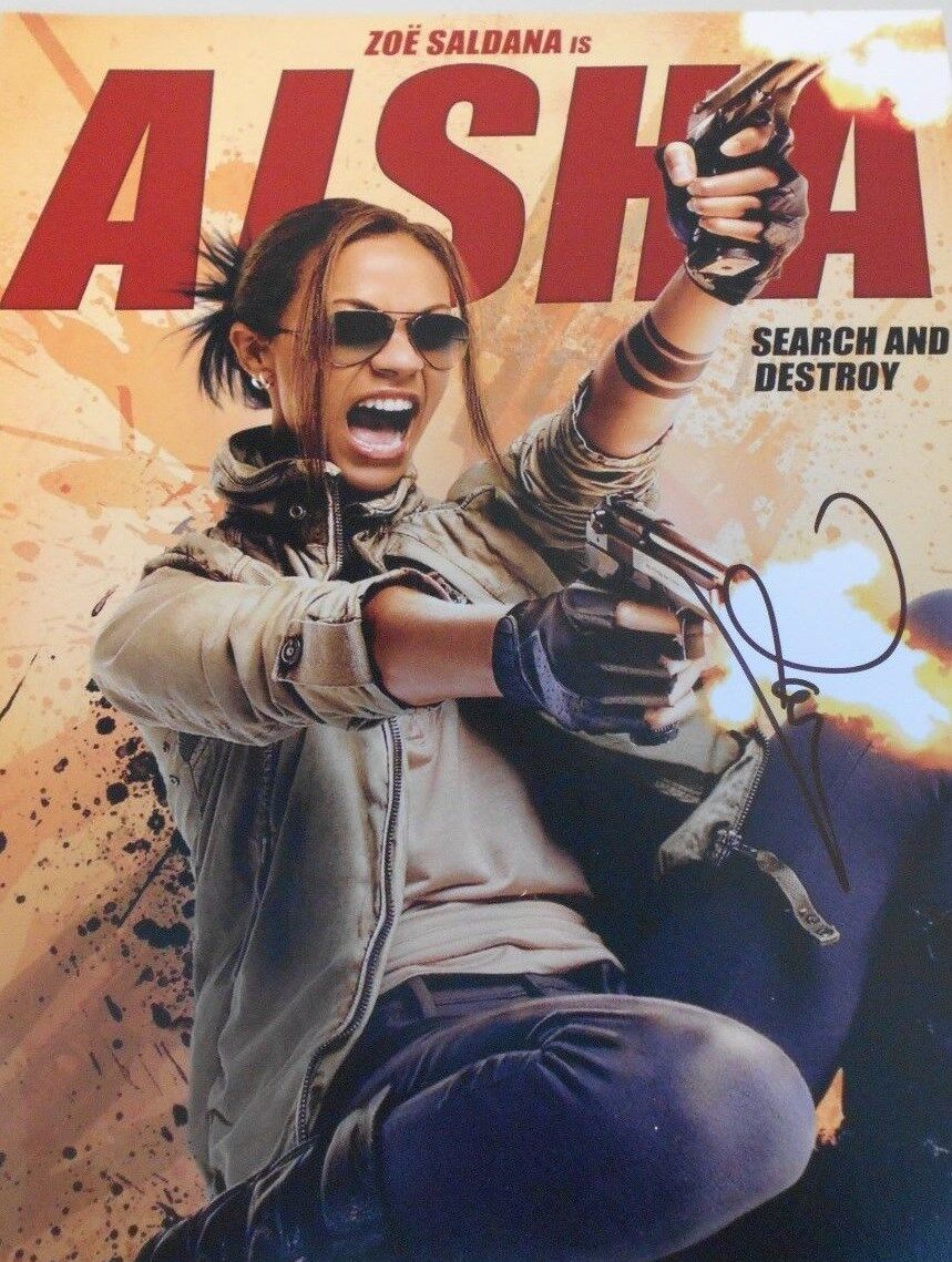 ZOE SALDANA ** AS AISHA ** HAND SIGNED 8X10 W/COA