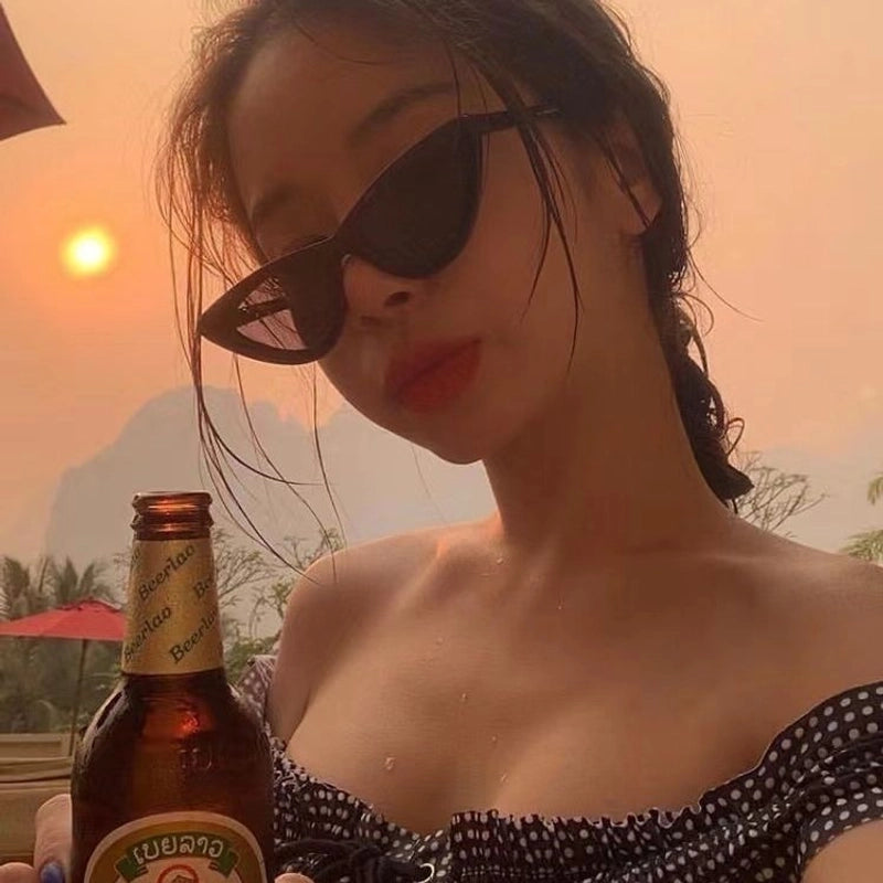 Basic Lady Minimalist Solid Color Pc Cat Eye Full Frame Women’s Sunglasses