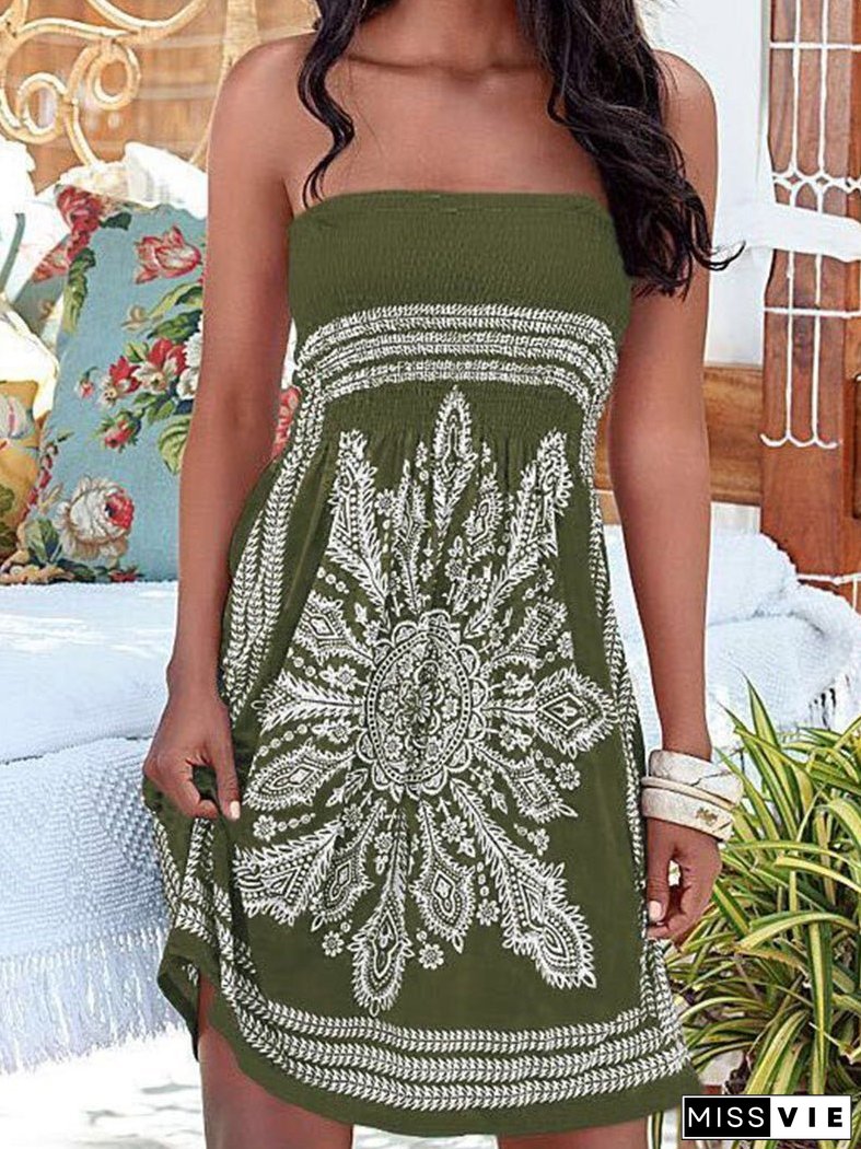 Women's Dresses Printed Tube Top Sleeveless Casual Dress