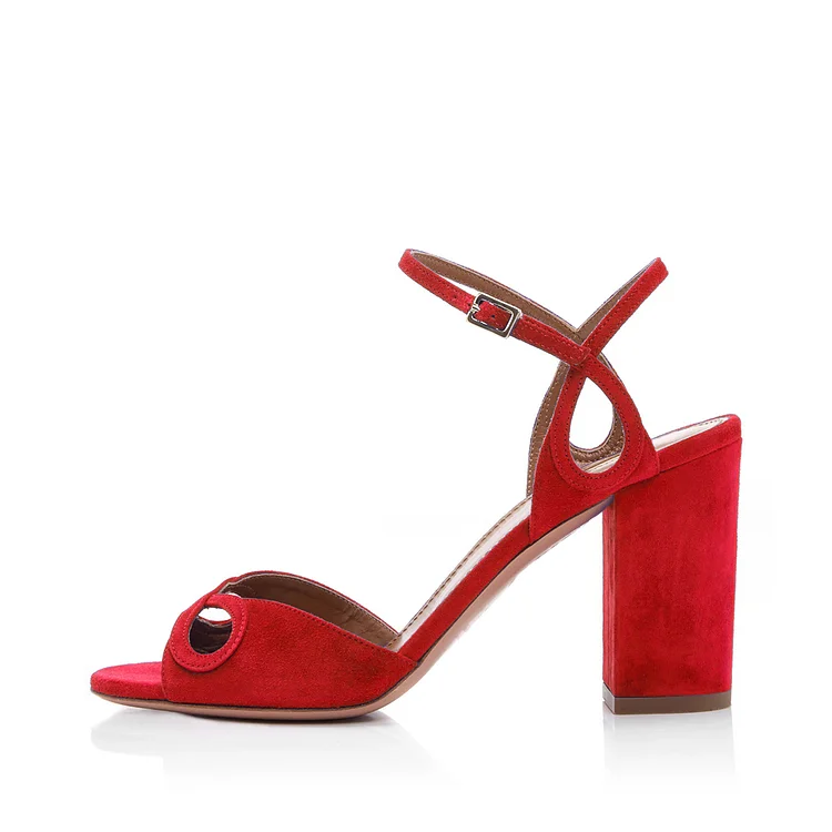Red Heels Ankle Strap Sandals Form Shoes for Prom Vdcoo