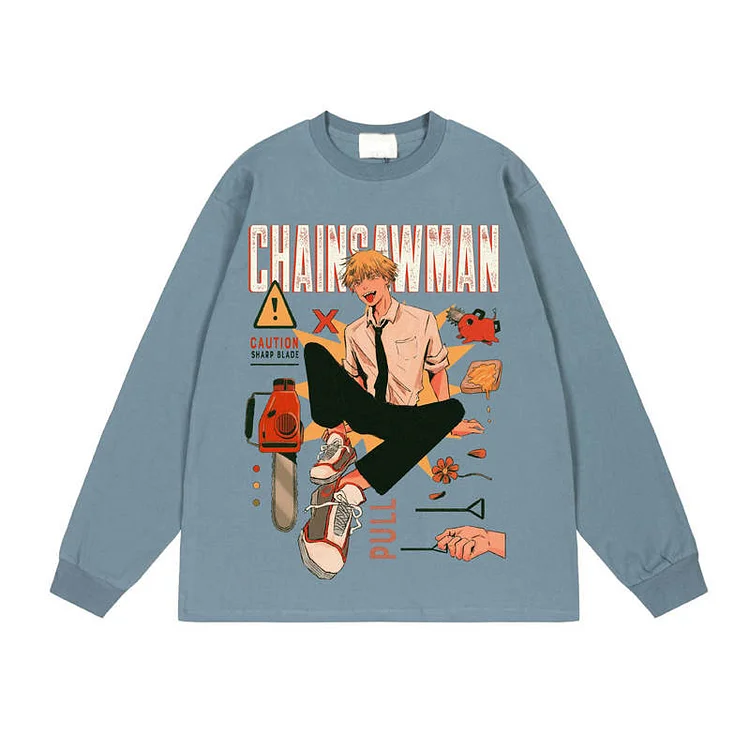 Pure Cotton Chainsaw Man Long Sleeve T-shirt weebmemes
