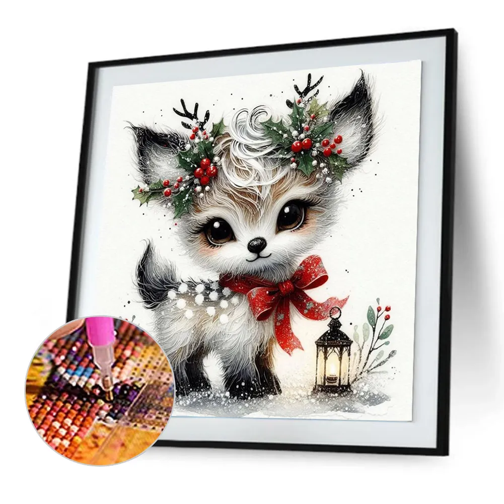 Diamond Painting - Full Round Drill - Winter Deer(Canvas|30*30cm)