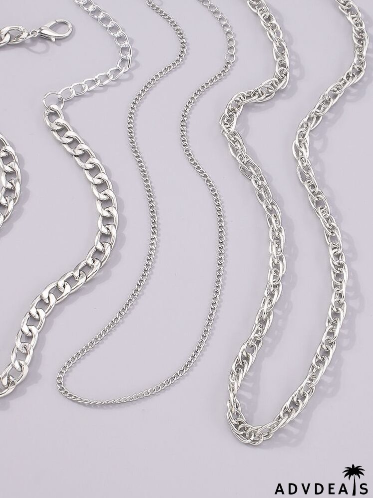 3pcs Solid Chain Necklace