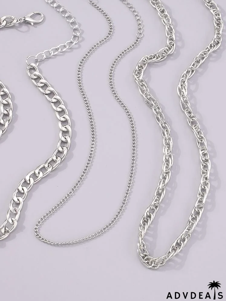 3pcs Solid Chain Necklace