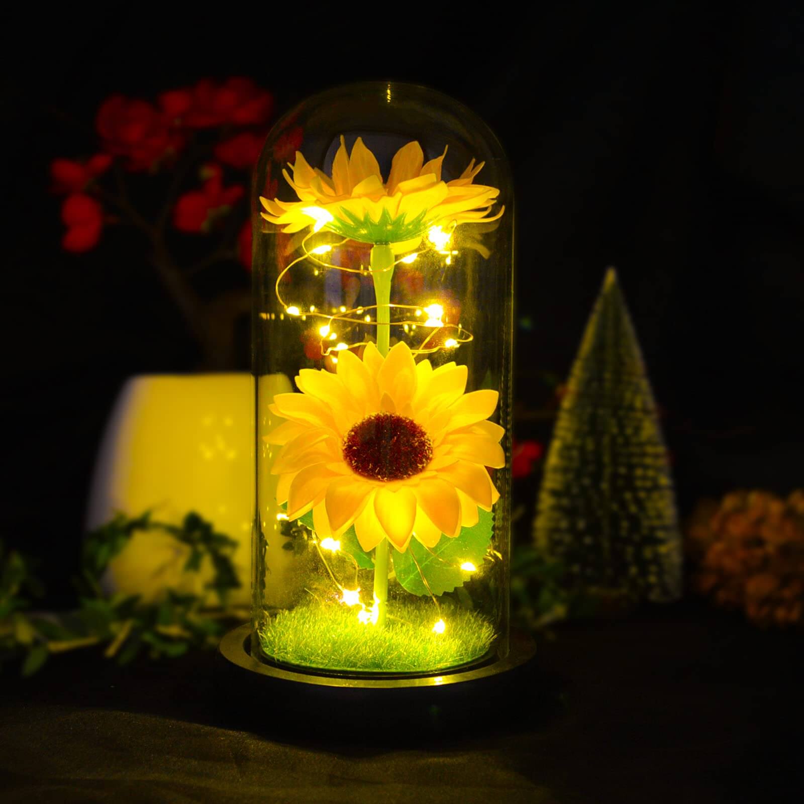 Valentine's Day Sunflower Glass Dome Lamp