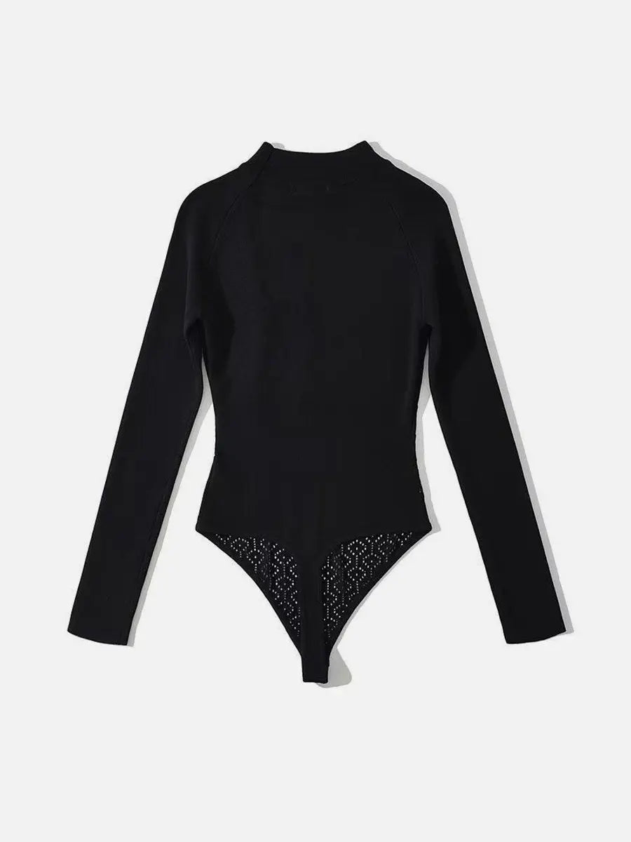 Round Neck Long Sleeve Hollow Out T-Shirt