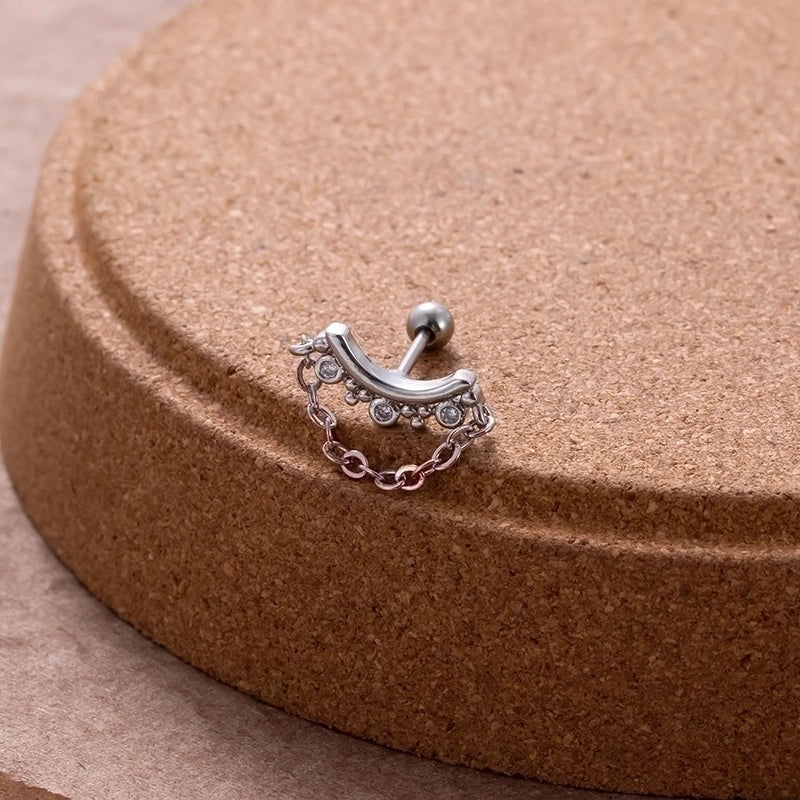 1 Piece Ear Cartilage Rings & Studs Sweet Minimalist Geometric Flower 316L Stainless Steel  Copper Plating Inlay Zircon