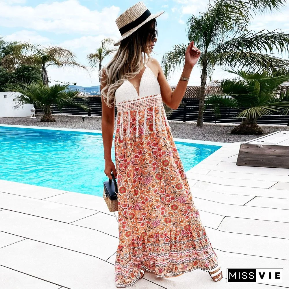 Flower Fake Two-piece Dress