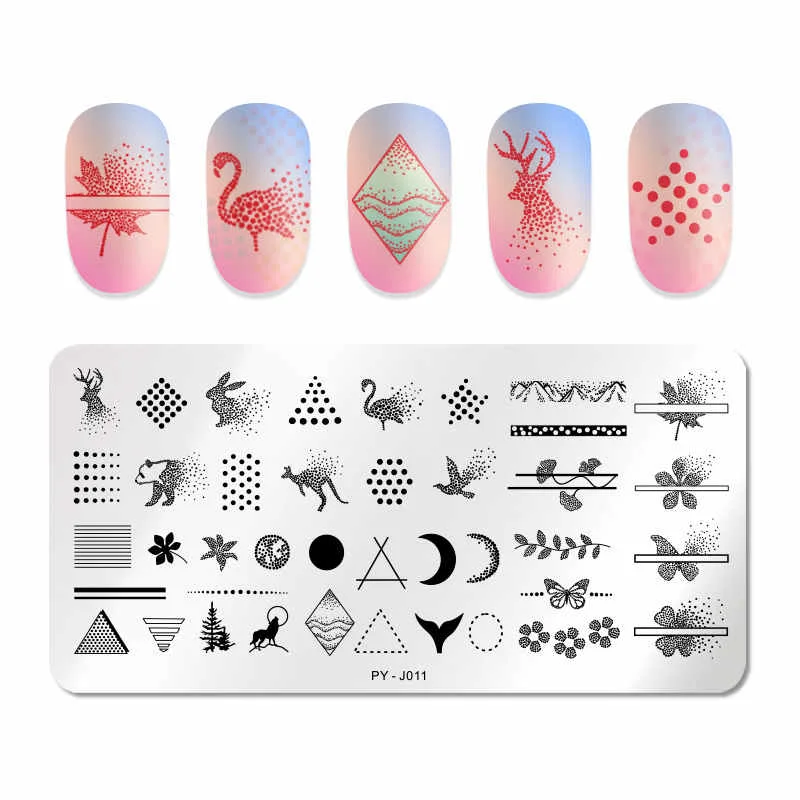 PICT YOU Rectangle Nail Stamping Plates Geometric Stainless Steel Nail Image Stamp  Stamping Template-Nail Inspo