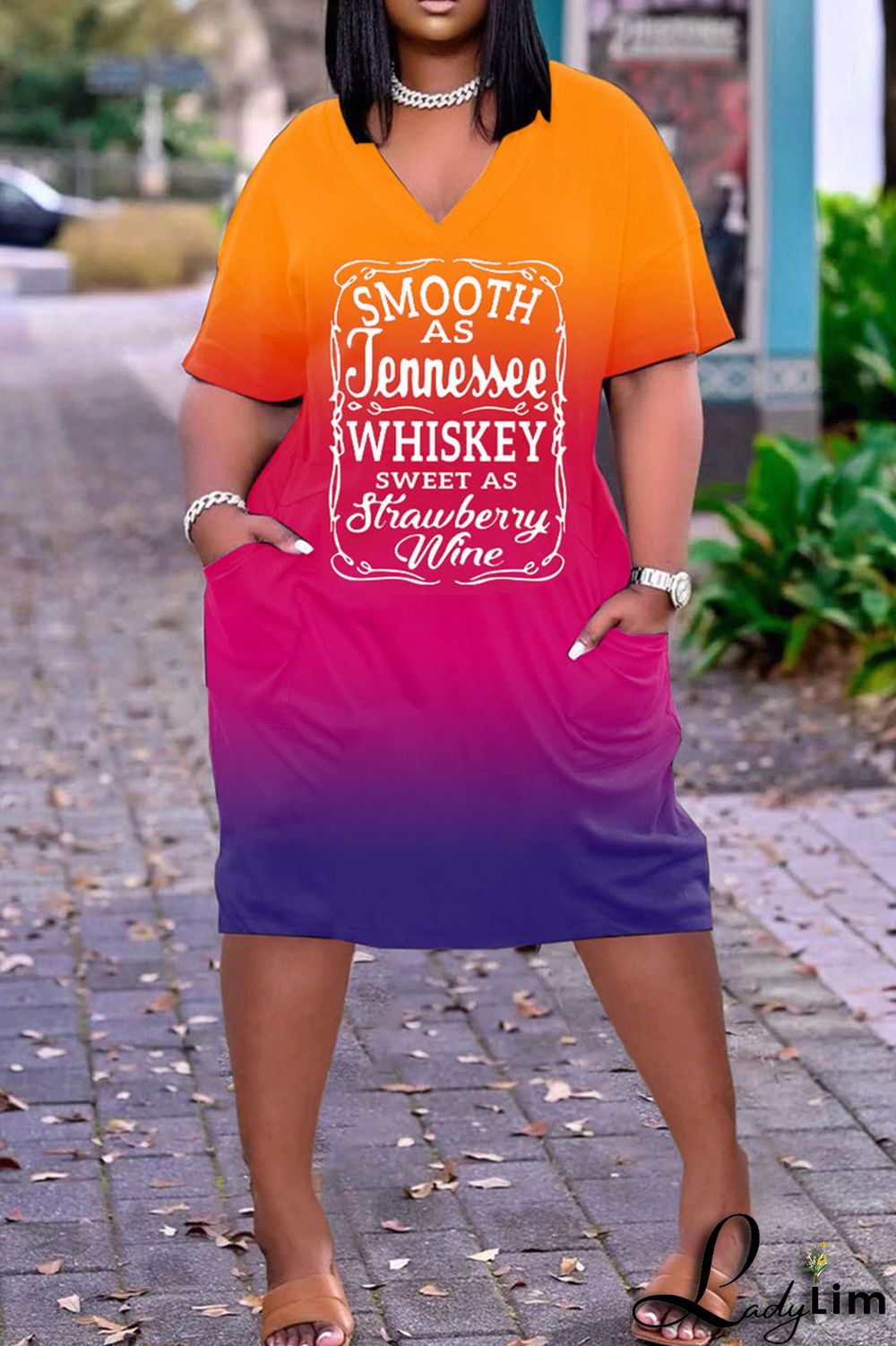 Blue Fashion Casual Print Patchwork V Neck Short Sleeve Dress