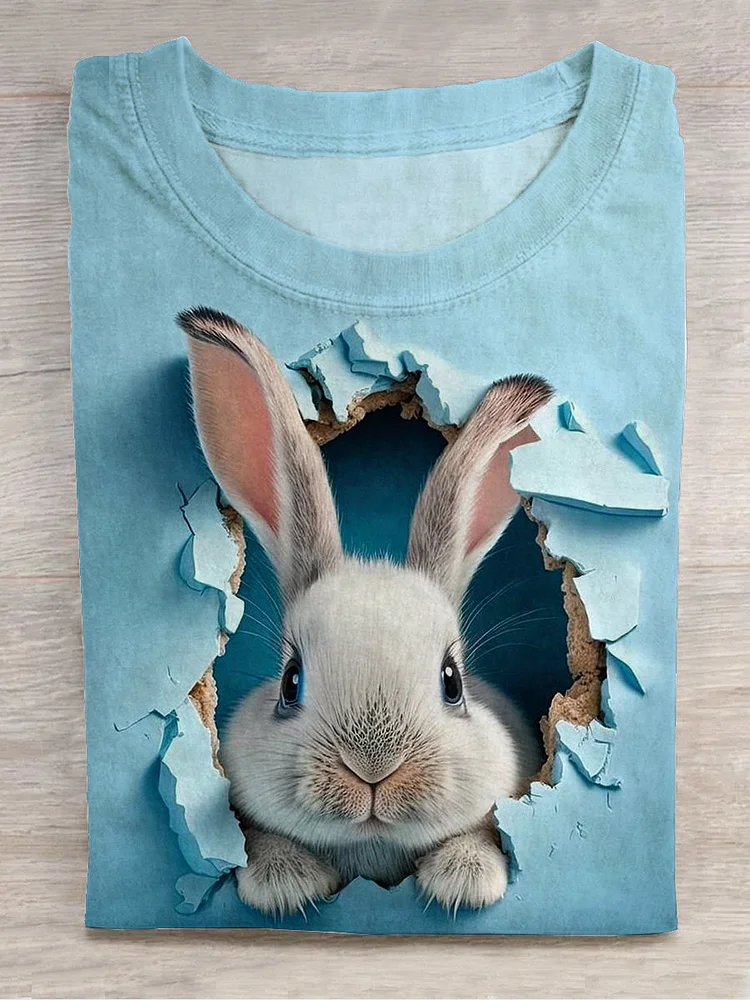 Fun Bunny Art Crew Neck T-Shirt
