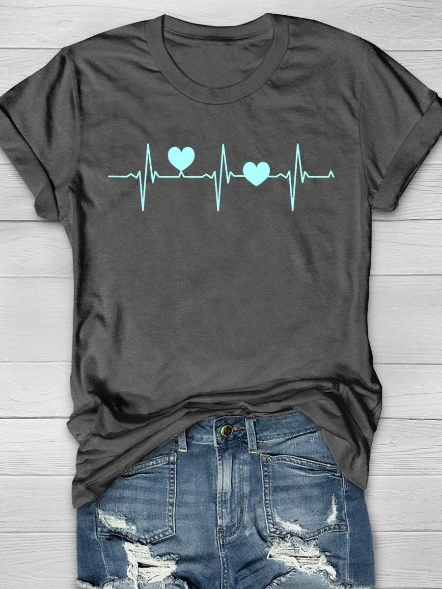 ECG Love Nurse Print Short Sleeve T-shirt