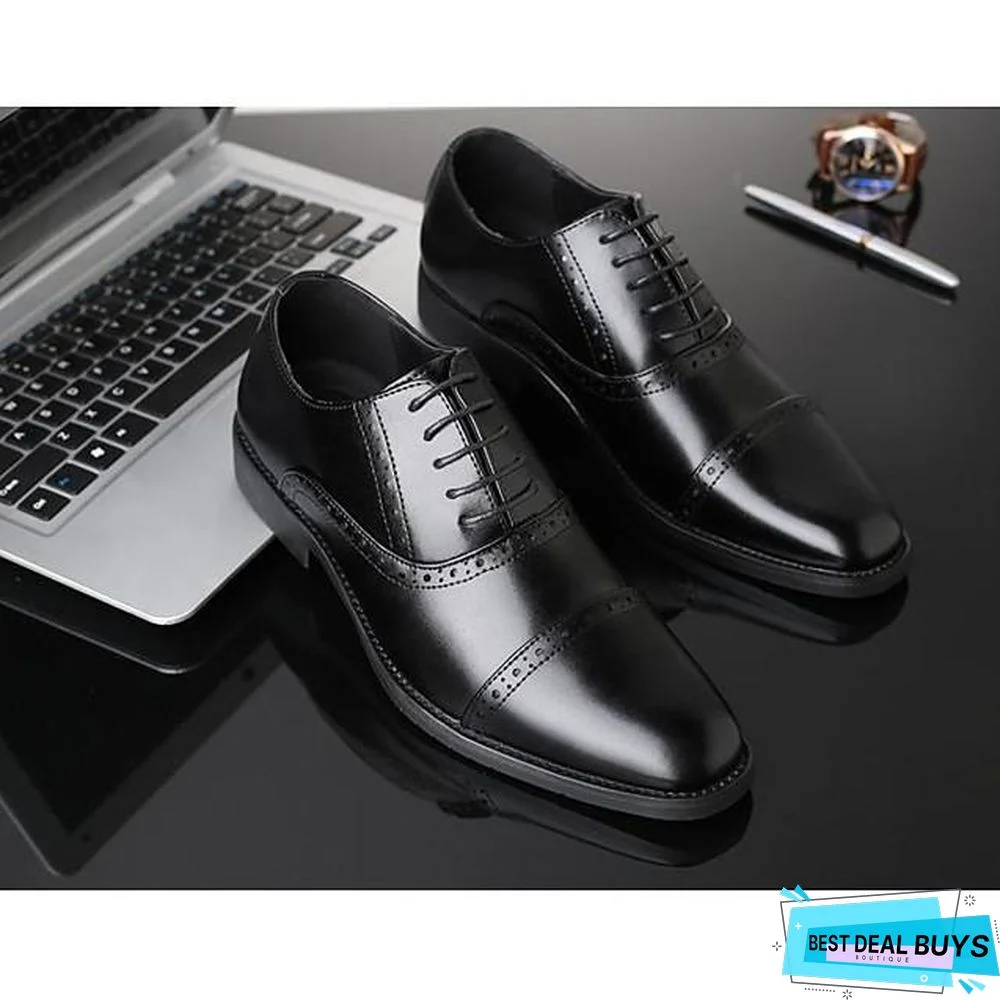 Men's Fall Business Daily Oxfords Pu Breathable Height-Increasing Wear Proof Black / Brown