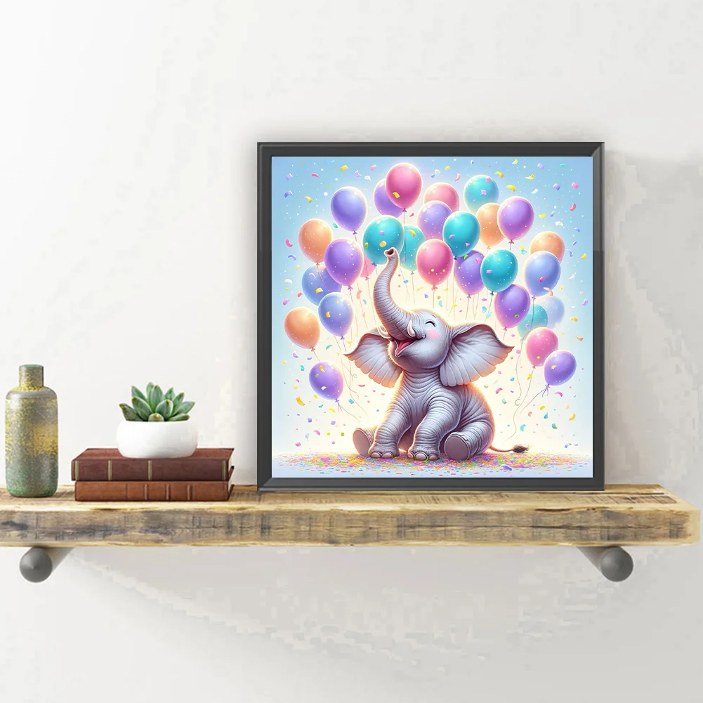 Diamond Painting - Full Round Drill - Balloon Elephant(Canvas|30*30cm)