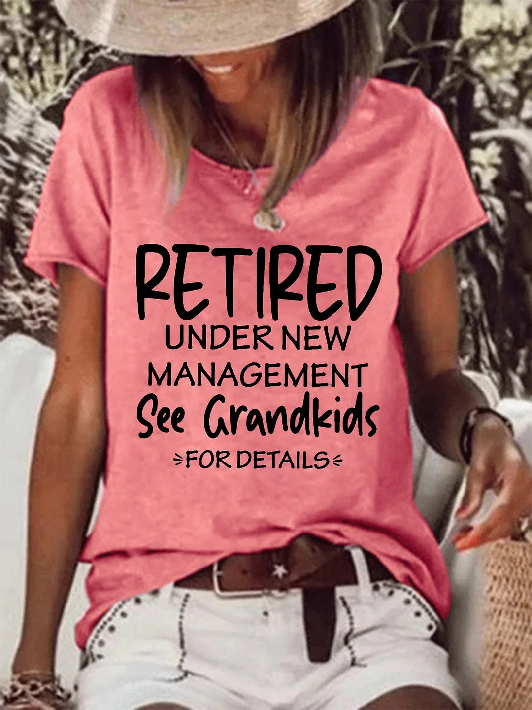 Women Funny Graphic Retired Under New Management See Grandkids Loose T-Shirt