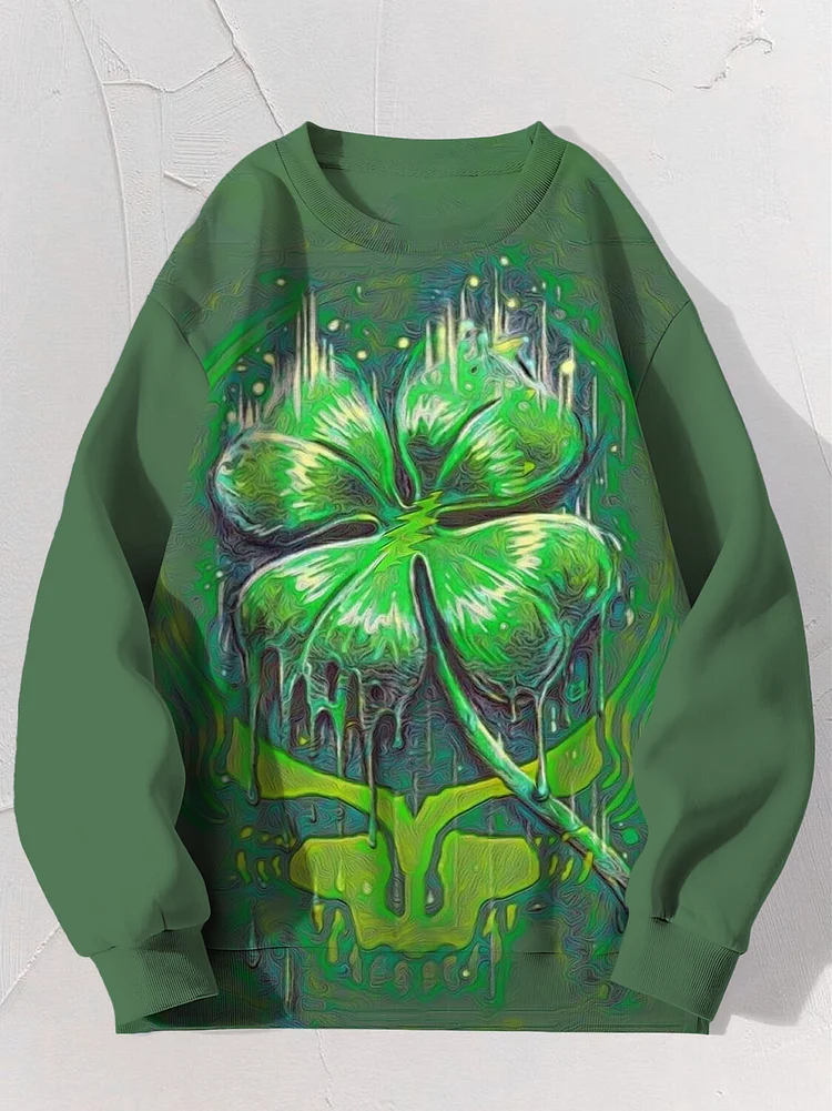 Men's St. Patrick's Day Lucky Shamrock Art Print Casual Sweatshirt