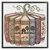 Books Pumpkin Landscape Full 14CT DIY Stamped Cross Stitch Kits 15.75x15.75inch Embroidery Needlepoint Starter Kits Cross Stitch Art and Crafts Kits for Beginners Adults Home Decor