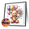 >SALE<5D DIY Partial Special Shaped Drill Diamond Painting Birthday Teddy Bear 30x30cm