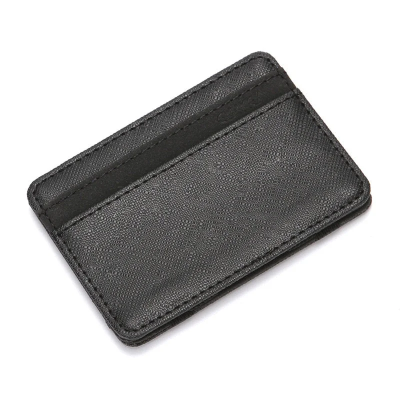 PURDORED 1 Pc Magic Card Holder Solid Men Business Card Case Artificial Leather Wallet Purse Men Casual Pockets Travel Wallet