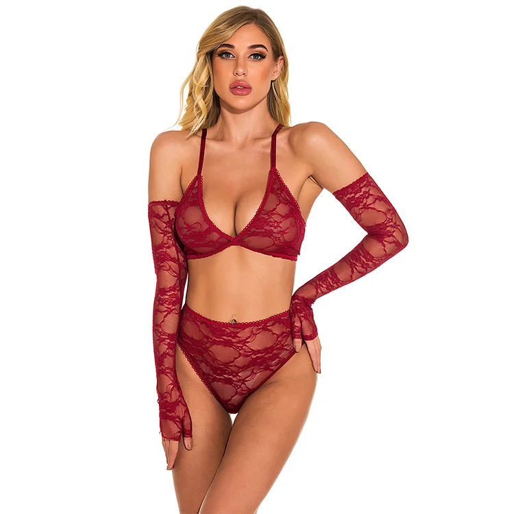 Sexy Lace Underwear With Gloves