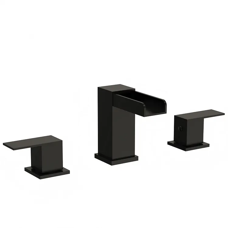EVERSTEIN Waterfall Widespread Bathroom Sink Faucet Matte Black 