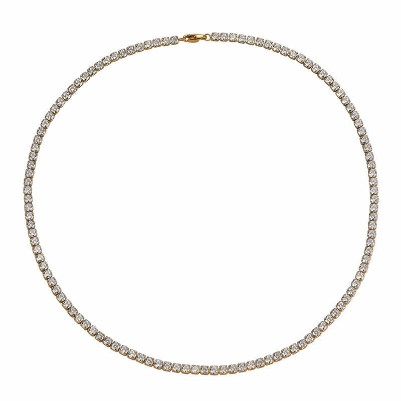 304 Stainless Steel 18K Gold Plated Hip-Hop Inlay Solid Color Zircon Necklace