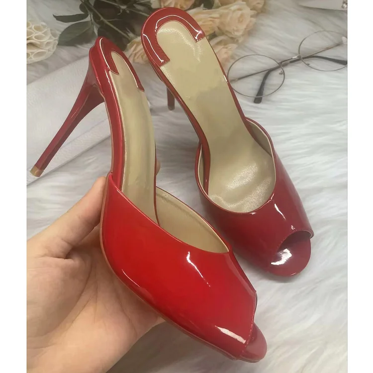 100mm Women's Red Bottom Sandals Colored Diamond Pointed Toe Mules Heels Slip on Stilettos VOCOSI VOCOSI