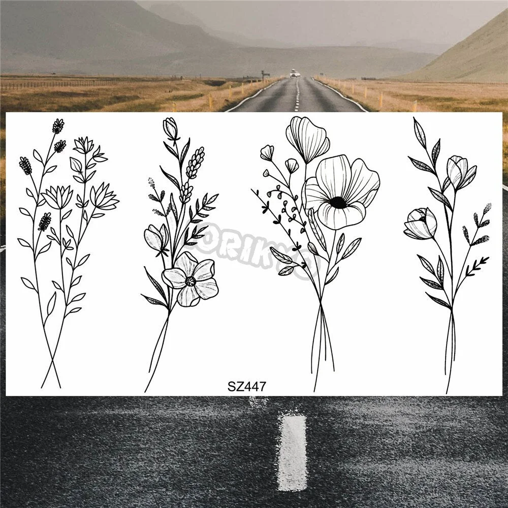 Minimalist Polar Bear Small Temporary Tattoos For Women Men Realistic Dandelion Hummingbird Fake Tattoo Sticker Forearm Tatoos