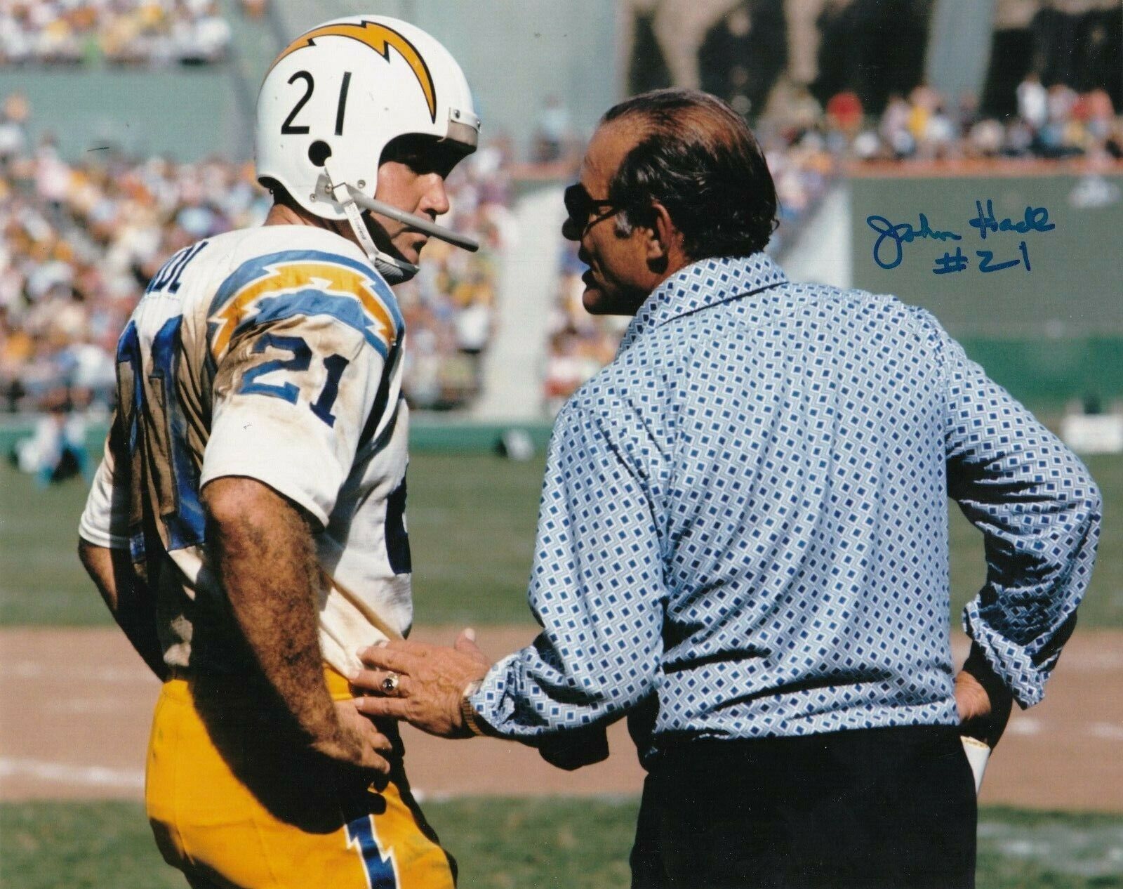 JOHN HADL SAN DIEGO CHARGERS ACTION SIGNED 8X10