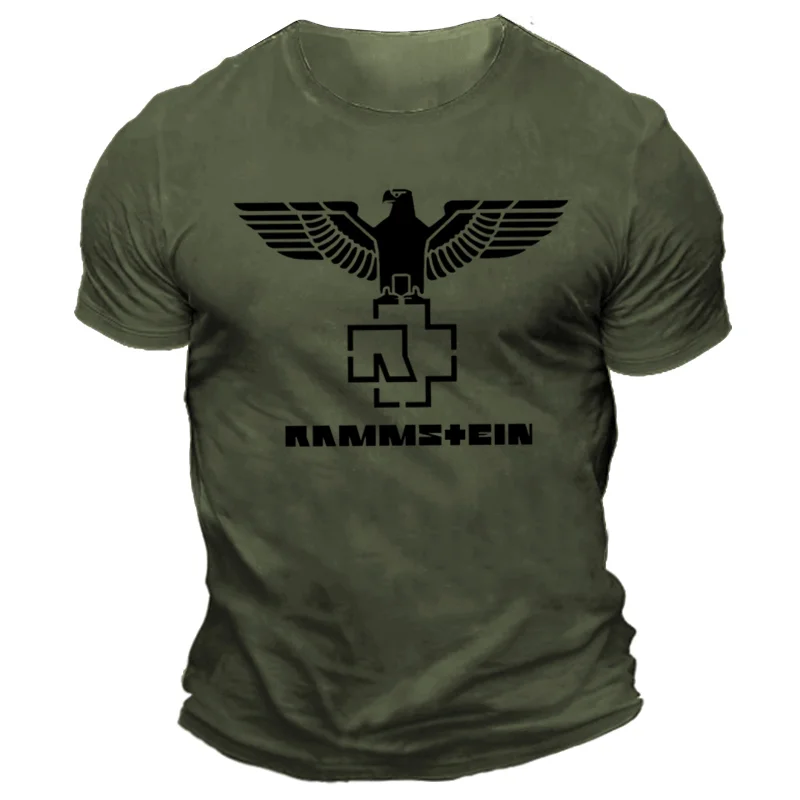 Men's Rammstein Rock Band Print Solid Color Short Sleeve Crew Neck T-Shirt、、URBENIE