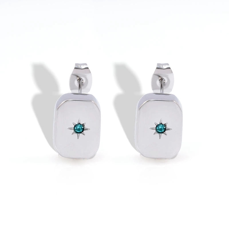 Casual Elegant Vacation Square Water Droplets 304 Stainless Steel Rhinestones 18K Gold Plated Inlay Earrings Necklace