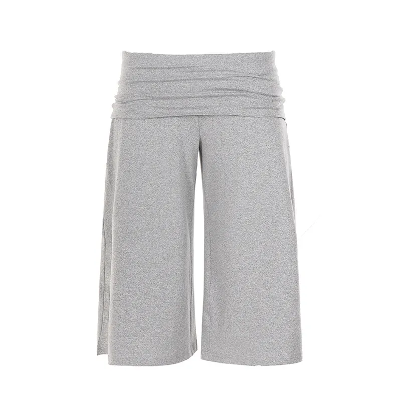 Women Fold Over Waist Wide Leg Cropped Pants