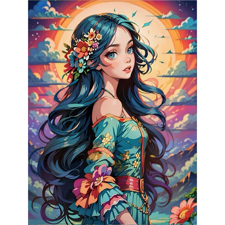 Scenery And Girl 30*40CM (Canvas) Full Round Drill Diamond Painting gbfke