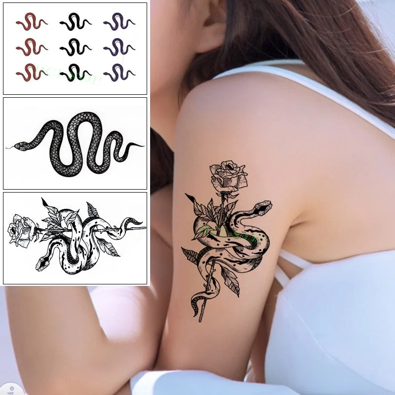 Waterproof Temporary Tattoo Sticker Sexy Snake Element Fake Tatoo Flash Tatto Body Art for Women Men tatuajes temporales