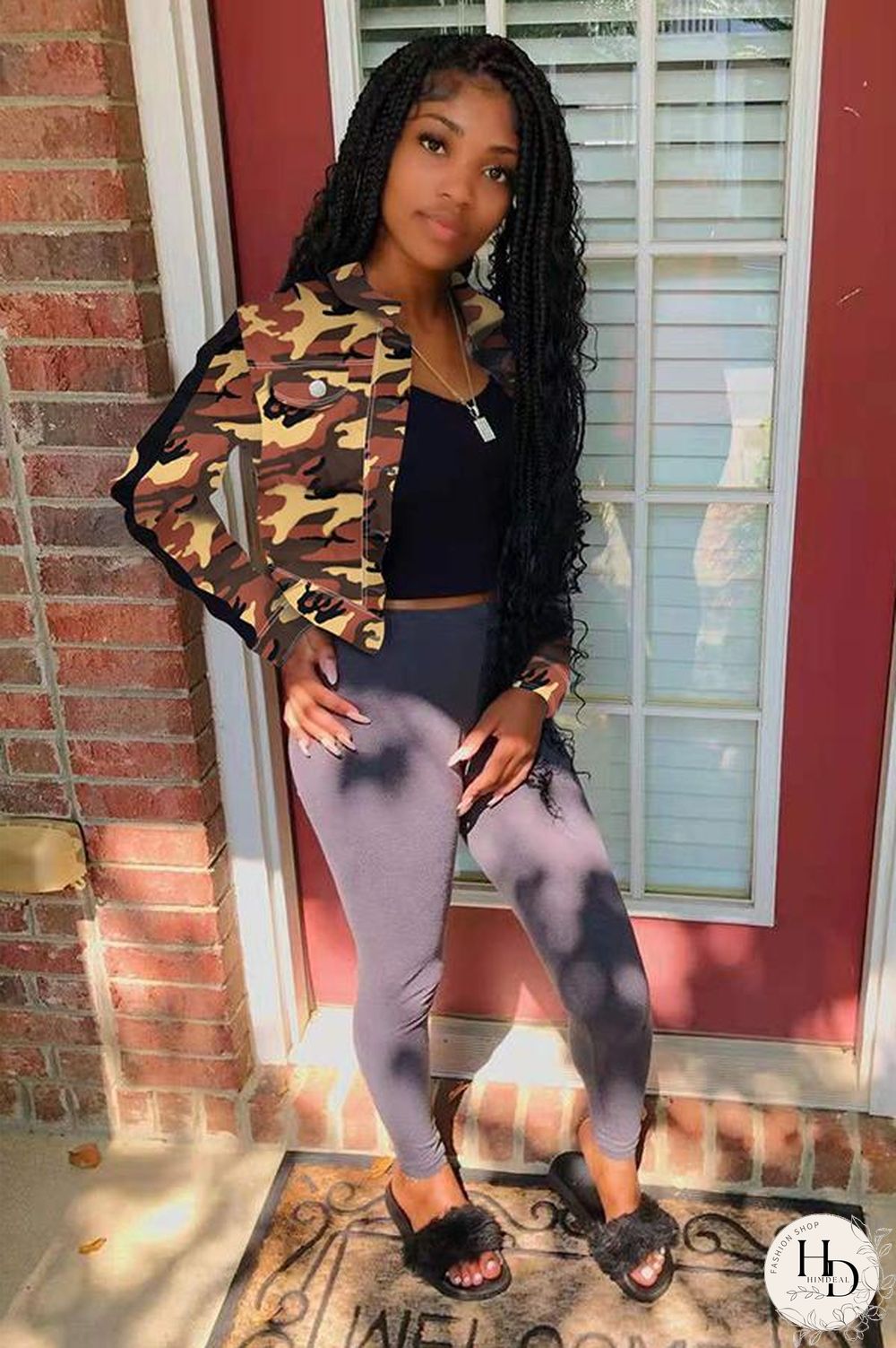 Gold Turndown Collar Camouflage Patchwork The cowboy Others Long Sleeve Denim jacket