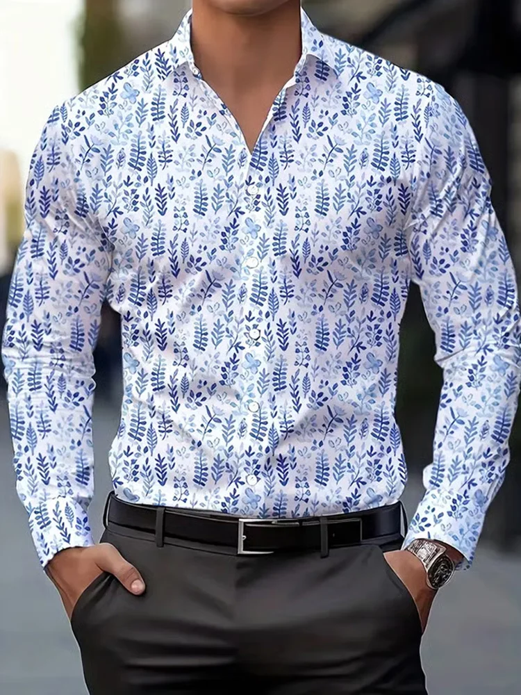 Men's Urban Style Printed Long Sleeve Shirt