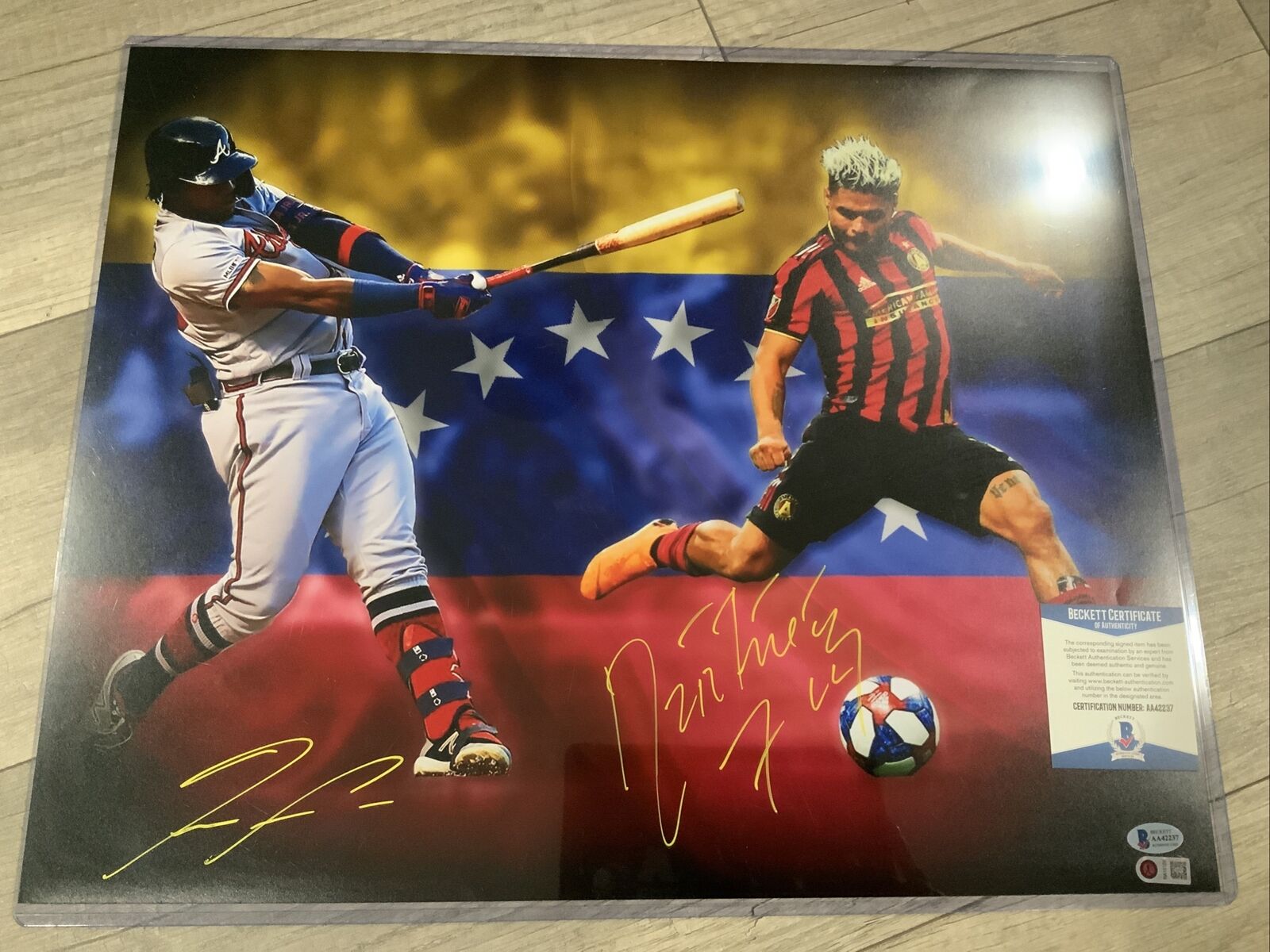 Ronald Acuna Jr & Josef Martinez Autograph Signed 16x20 Photo Poster painting Beckett Bas Coa