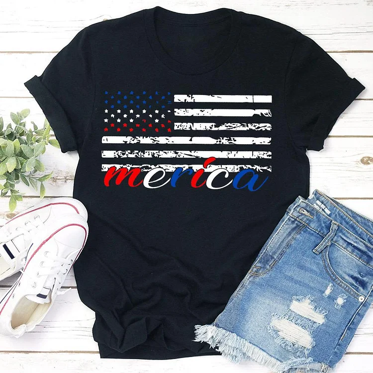 Independence Day Merica Flag T-shirt Tee-Annaletters