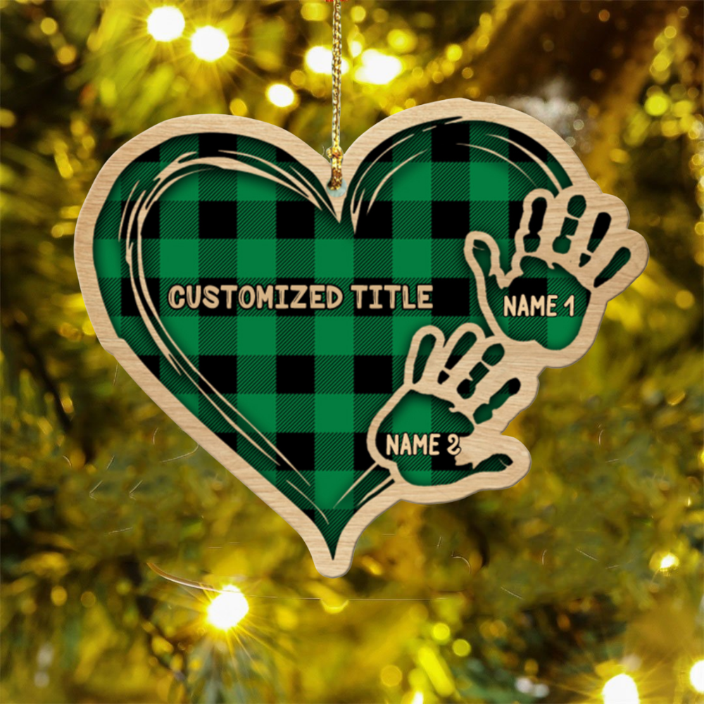 Personalized Family Gift Engraved 2 Handprints Christmas Ornament For