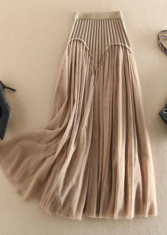 Wavlynn Khaki Knit Dress With Tulle Patchwork Hem And Tiered Tulle Skirt Midi Dress main image 0