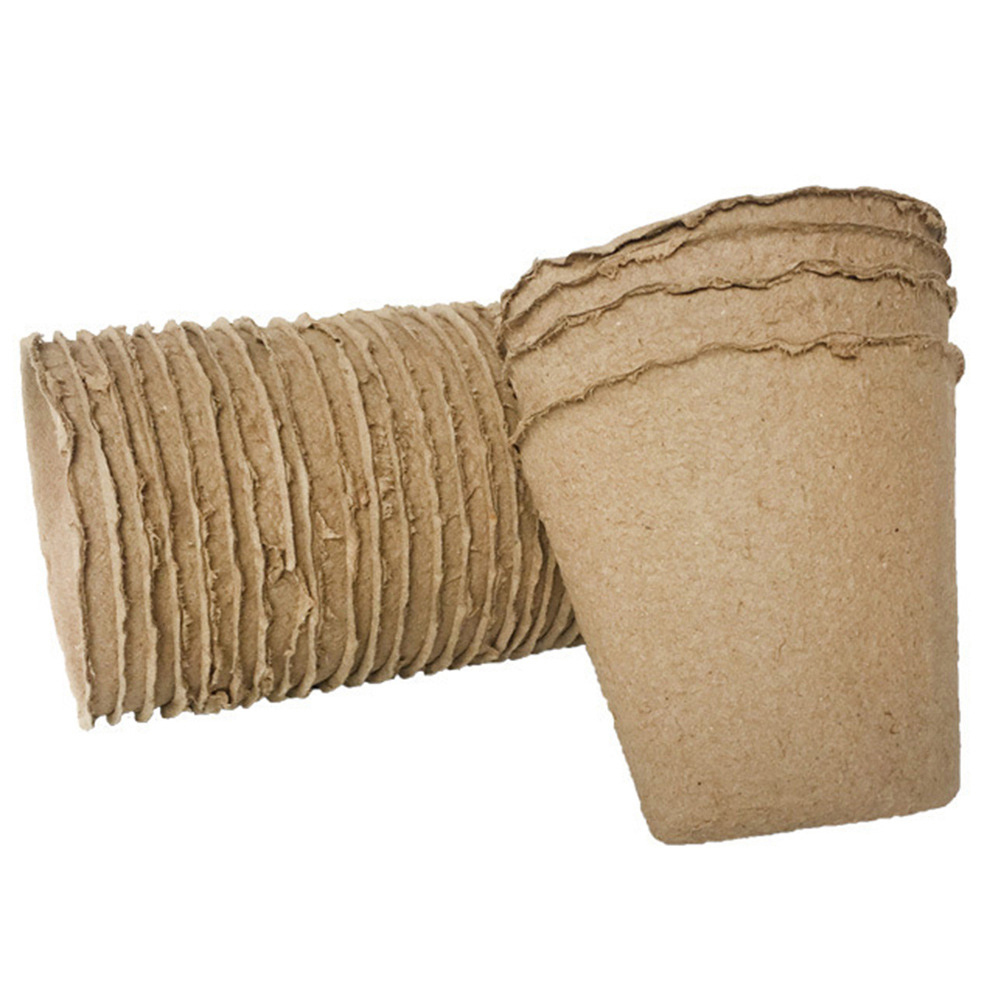 

50pcs Round Pulp Peat Flower Pot Plant Flower Biodegradable Nursery Cups, 501 Original