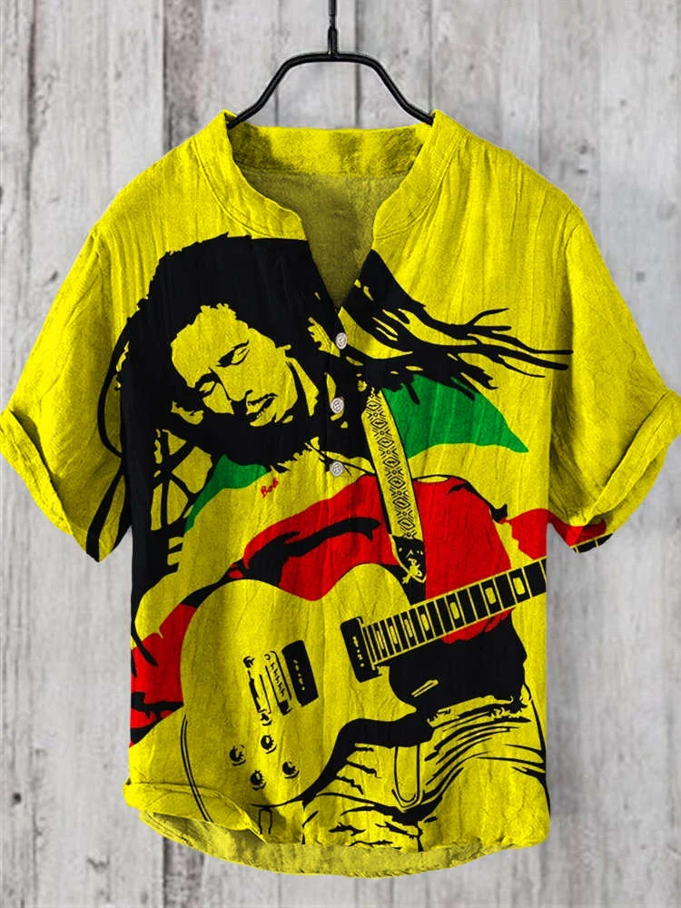 Reggae Music Rock Art Linen Blend Cozy Shirt