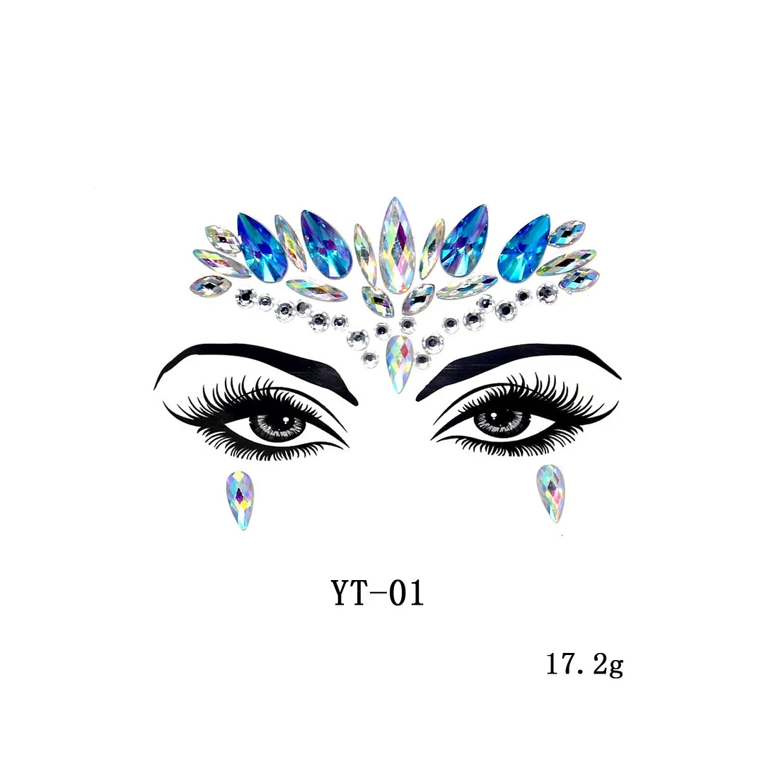 Sexy Style Rhinestone Acrylic Self-adhesive Jewelry Face Creative Tattoo Body Art Jewelry Masquerade Eyes Beauty Makeup Sticker