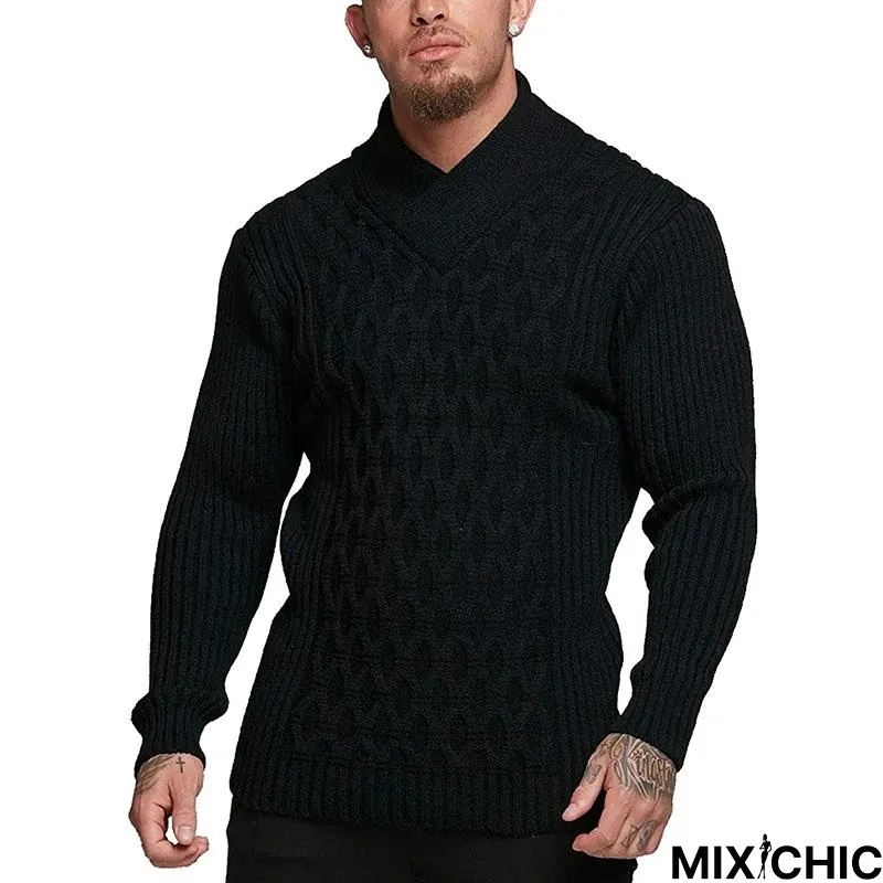 Men's Solid Color Long Sleeve Sweater